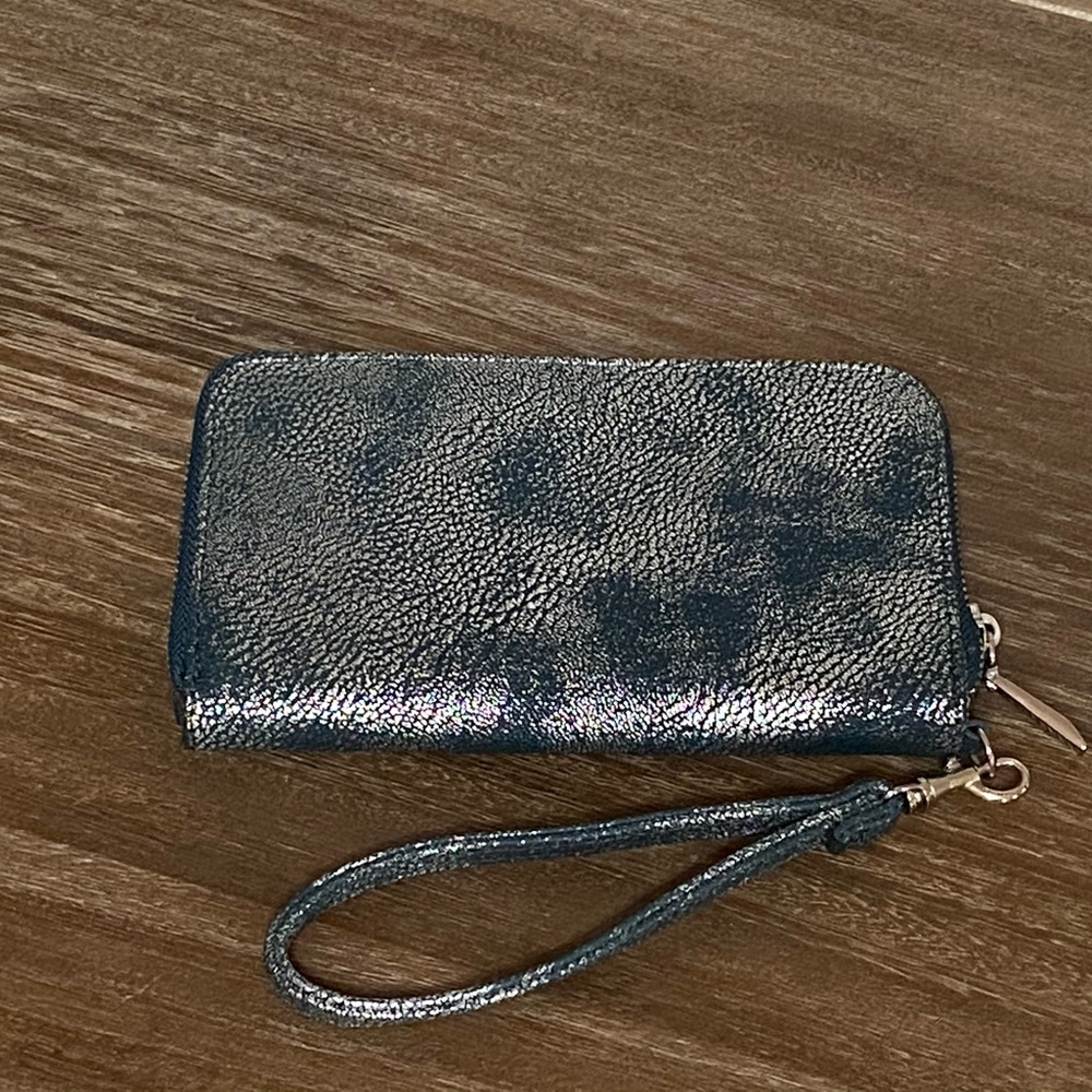 NeW! Wristlet / Wallet - Dark Teal & Silver